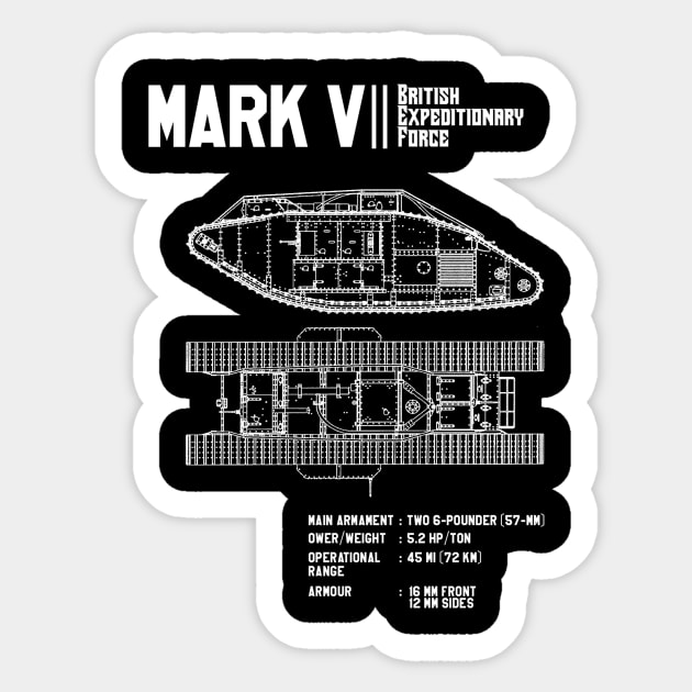 MARK V TANK Sticker by theanomalius_merch